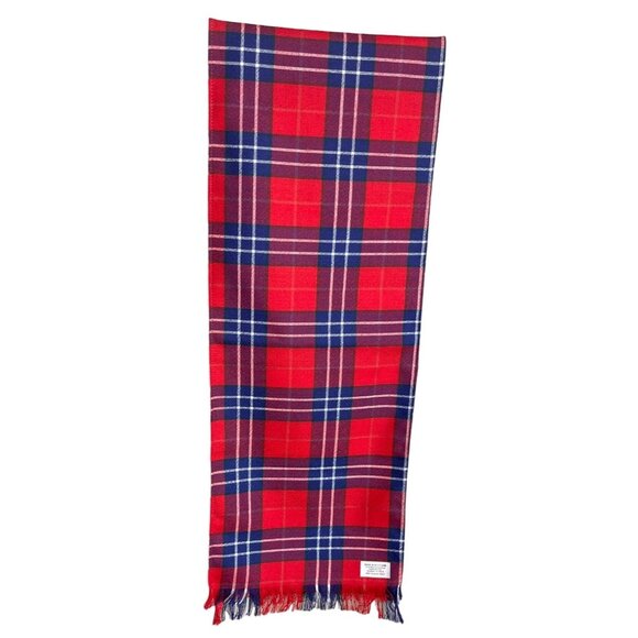 New Wool Scarf Red Blue Plaid Made in Scotland Tartan 56"x10" Classic Academia - Picture 1 of 4